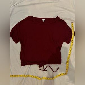 Burgundy loose cropped tee